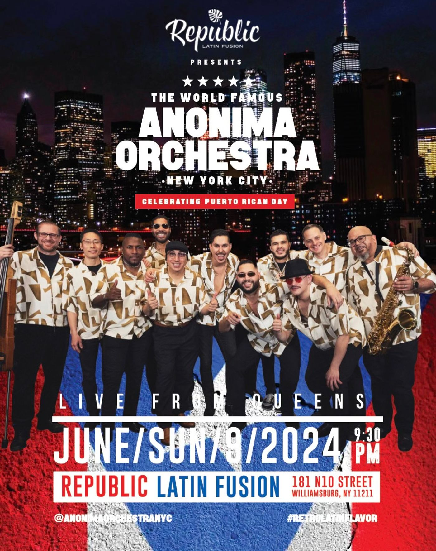 ANONIMA ORCHESTRA / Puerto Rican Day @REPUBLIC flyer