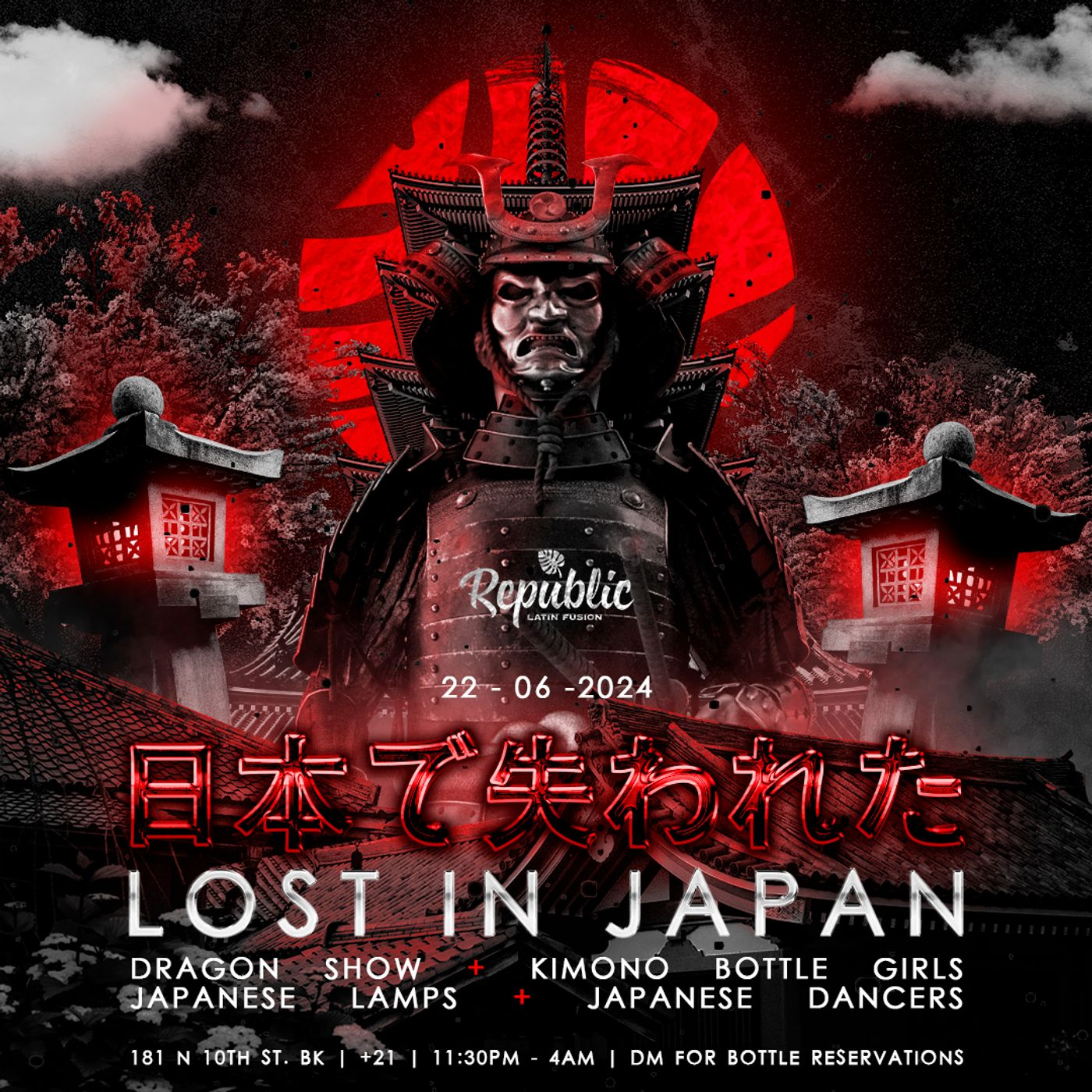 LOST IN JAPAN LATIN PARTY | REPUBLIC NIGHT flyer