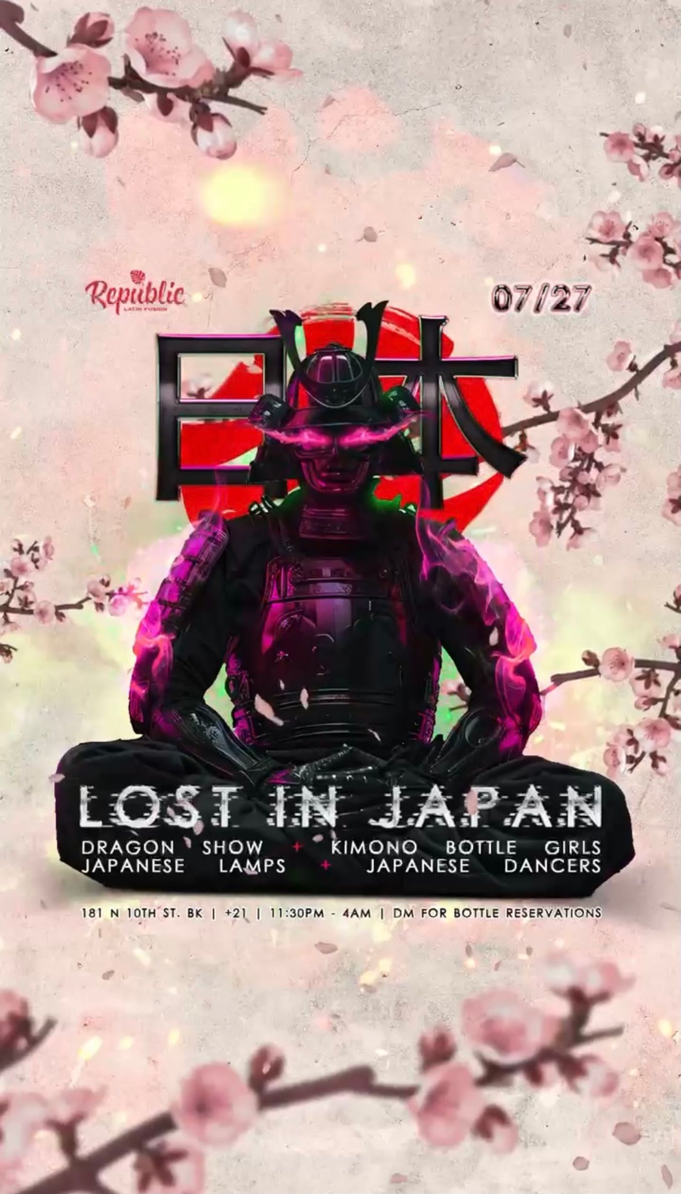 LOST IN JAPAN LATIN PARTY | REPUBLIC NIGHT flyer