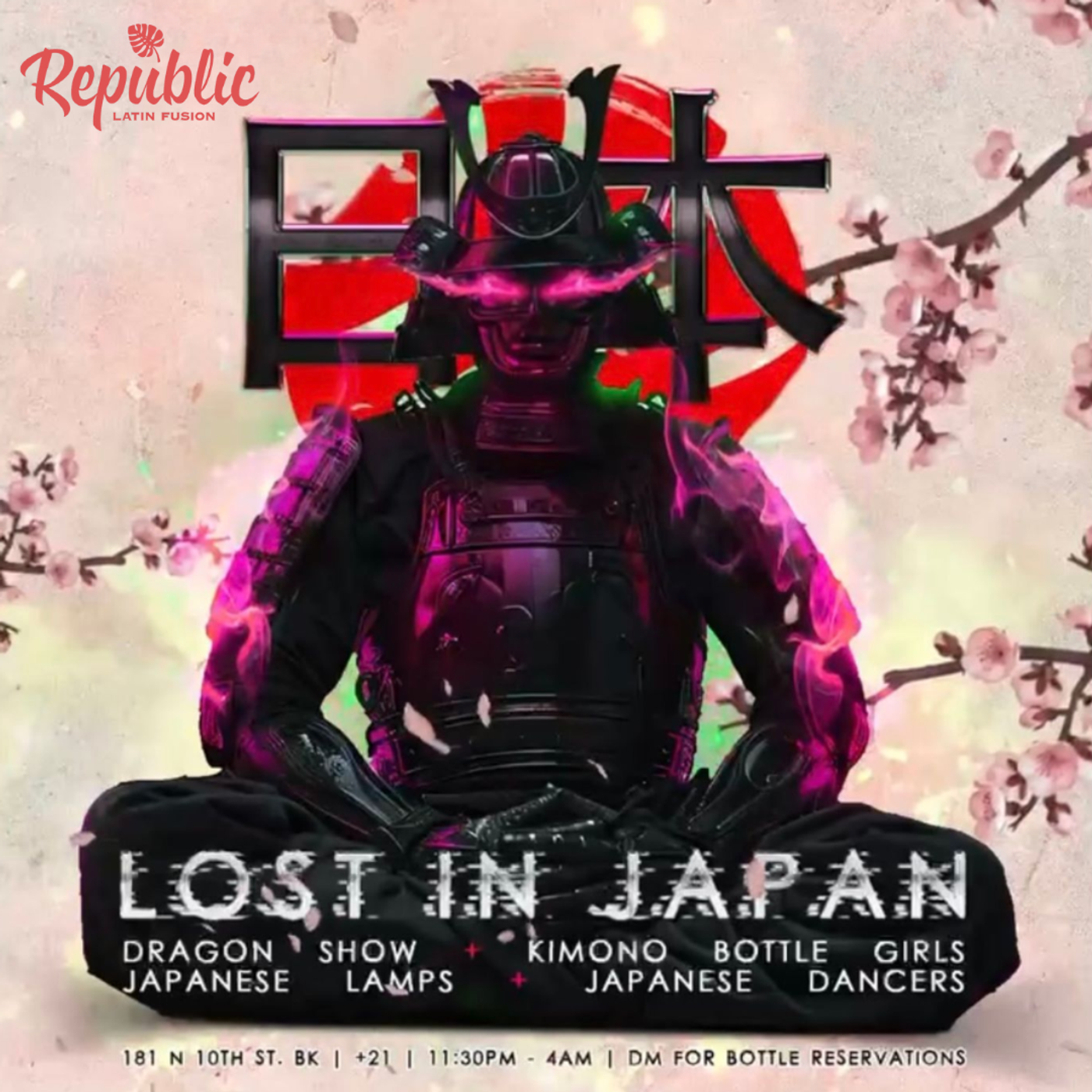 LOST IN JAPAN LATIN PARTY | REPUBLIC NIGHT flyer