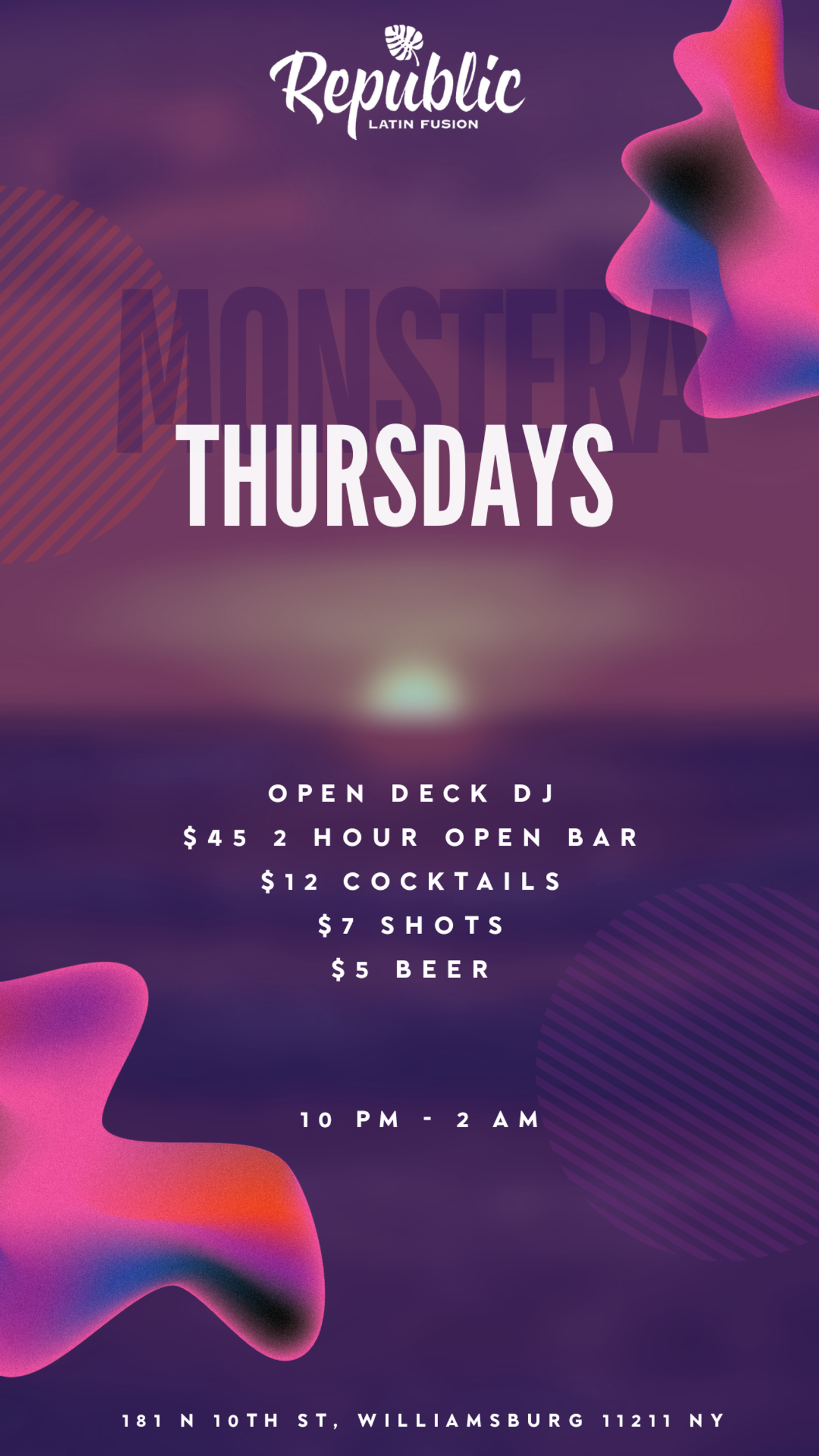 MONSTERA THURSDAYS ๐ฟ Open bar + Open decks! flyer