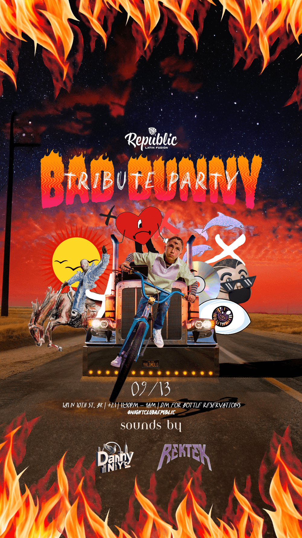 BAD BUNNY TRIBUTE PARTY flyer