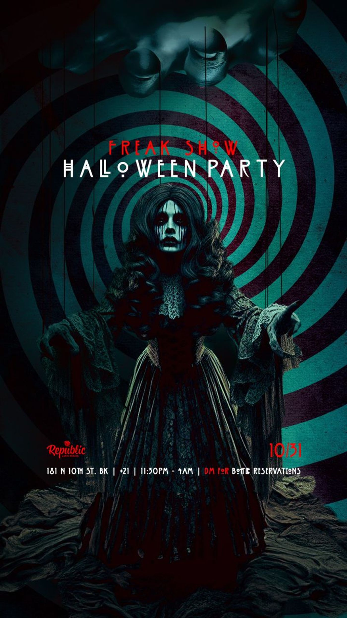 HALLOWEEN LATIN PARTY | FREAK SHOW flyer