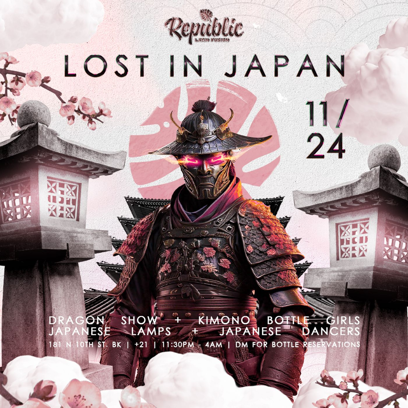 LOST IN JAPAN LATIN PARTY | REPUBLIC NIGHT flyer