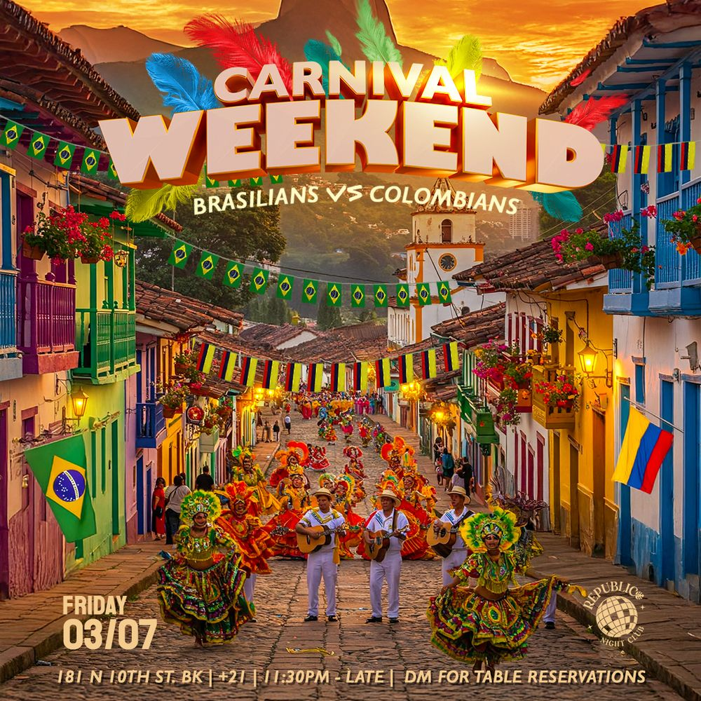CARNAVAL | BRAZILIANS VS. COLOMBIANS LATIN PARTY flyer