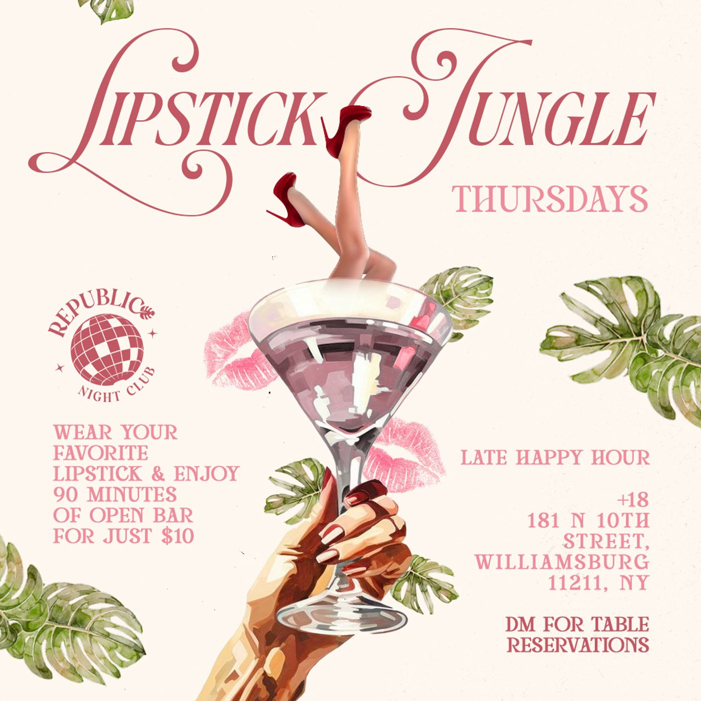 LIPSTICK JUNGLE - 90 MIN OPEN BAR FOR JUST $10 flyer