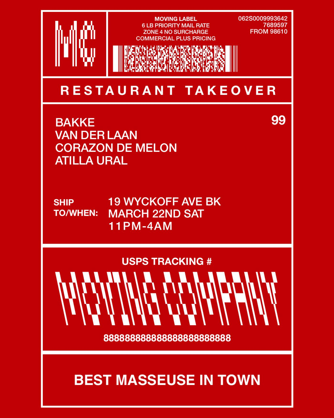RESTAURANT TAKEOVER flyer