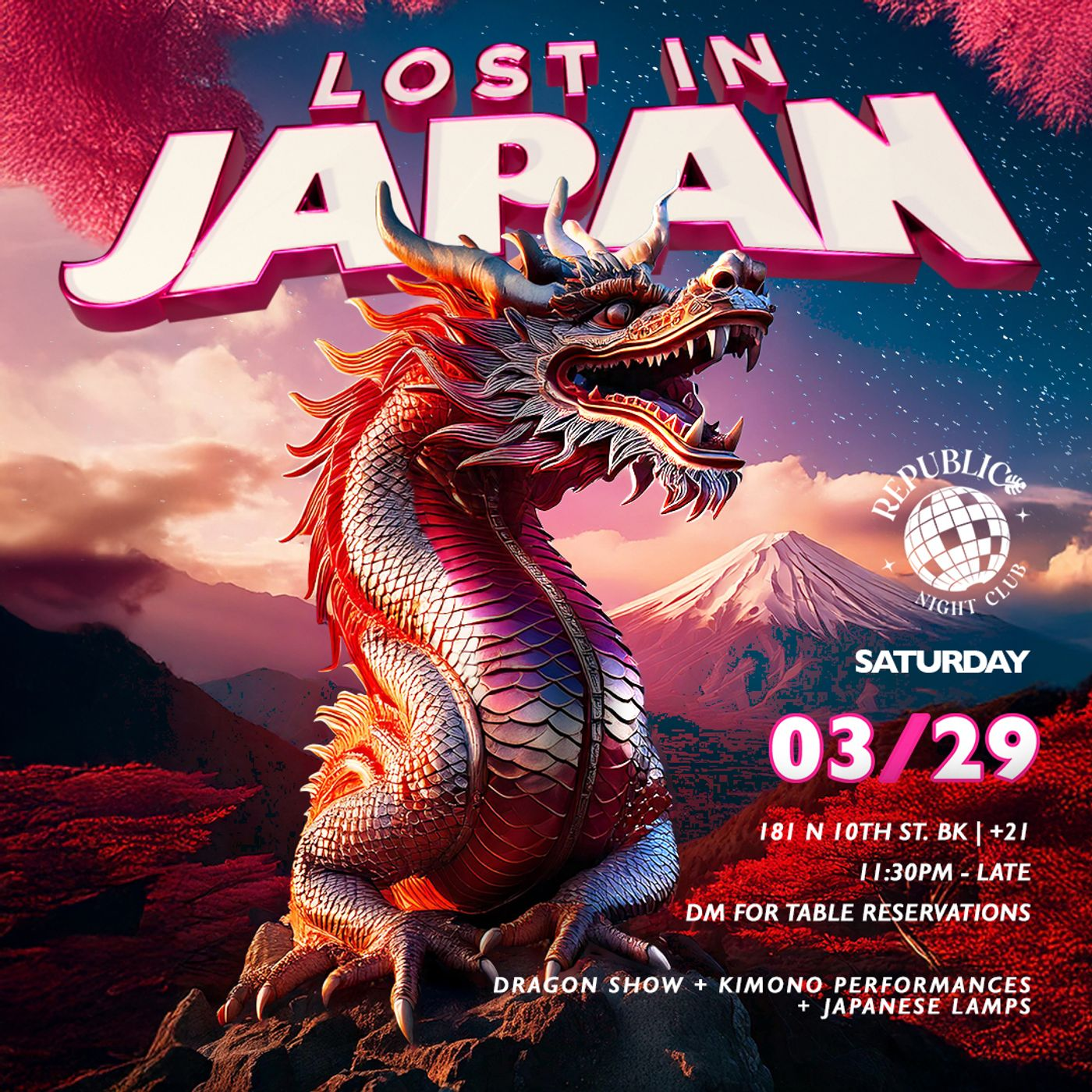 LOST IN JAPAN LATIN PARTY | REPUBLIC NIGHT flyer