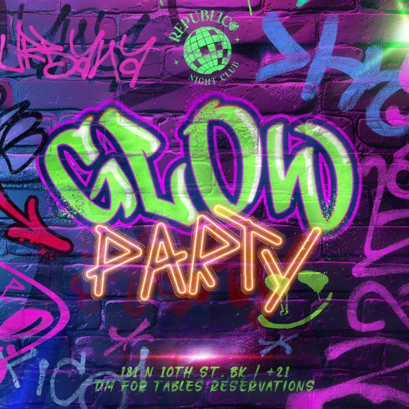 GLOW PARTY | REPUBLIC NIGHTCLUB flyer