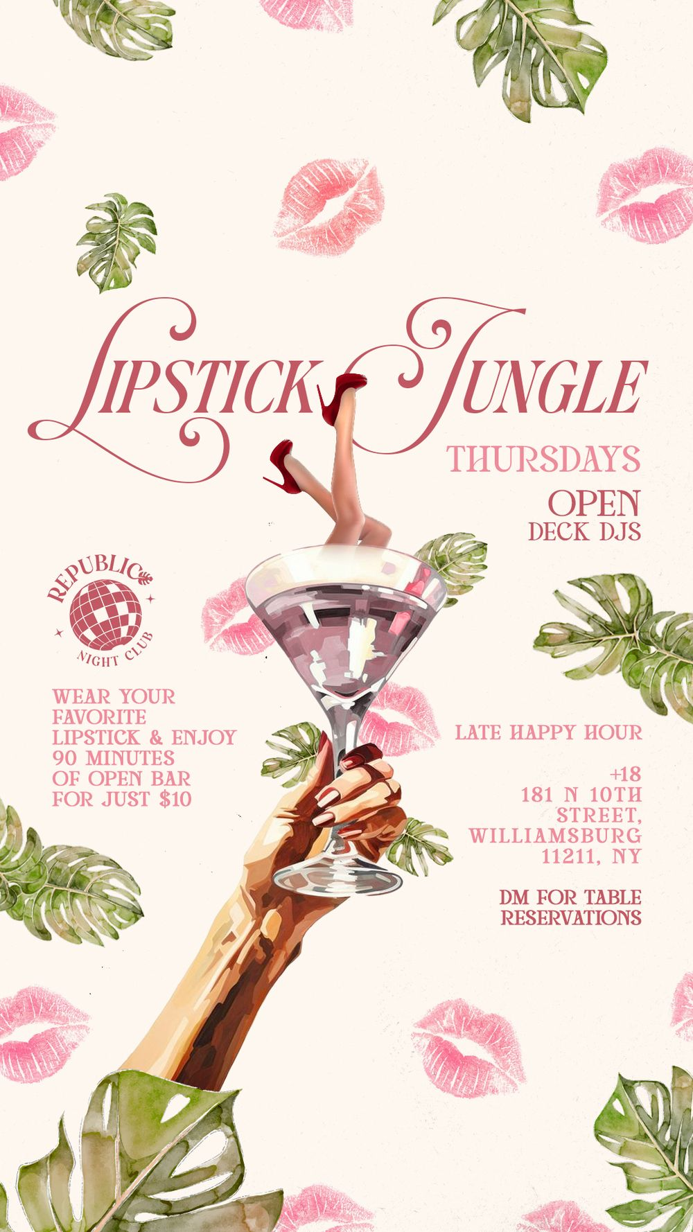 LIPSTICK JUNGLE - 90 MIN OPEN BAR FOR JUST $10 flyer