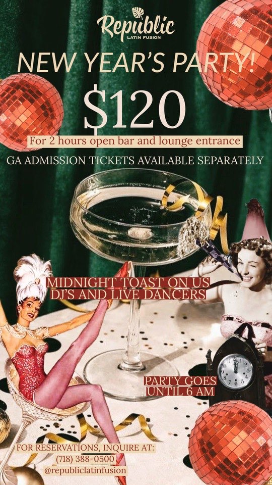 New Years 2024 Reggaeton Party - Republic NightClub flyer