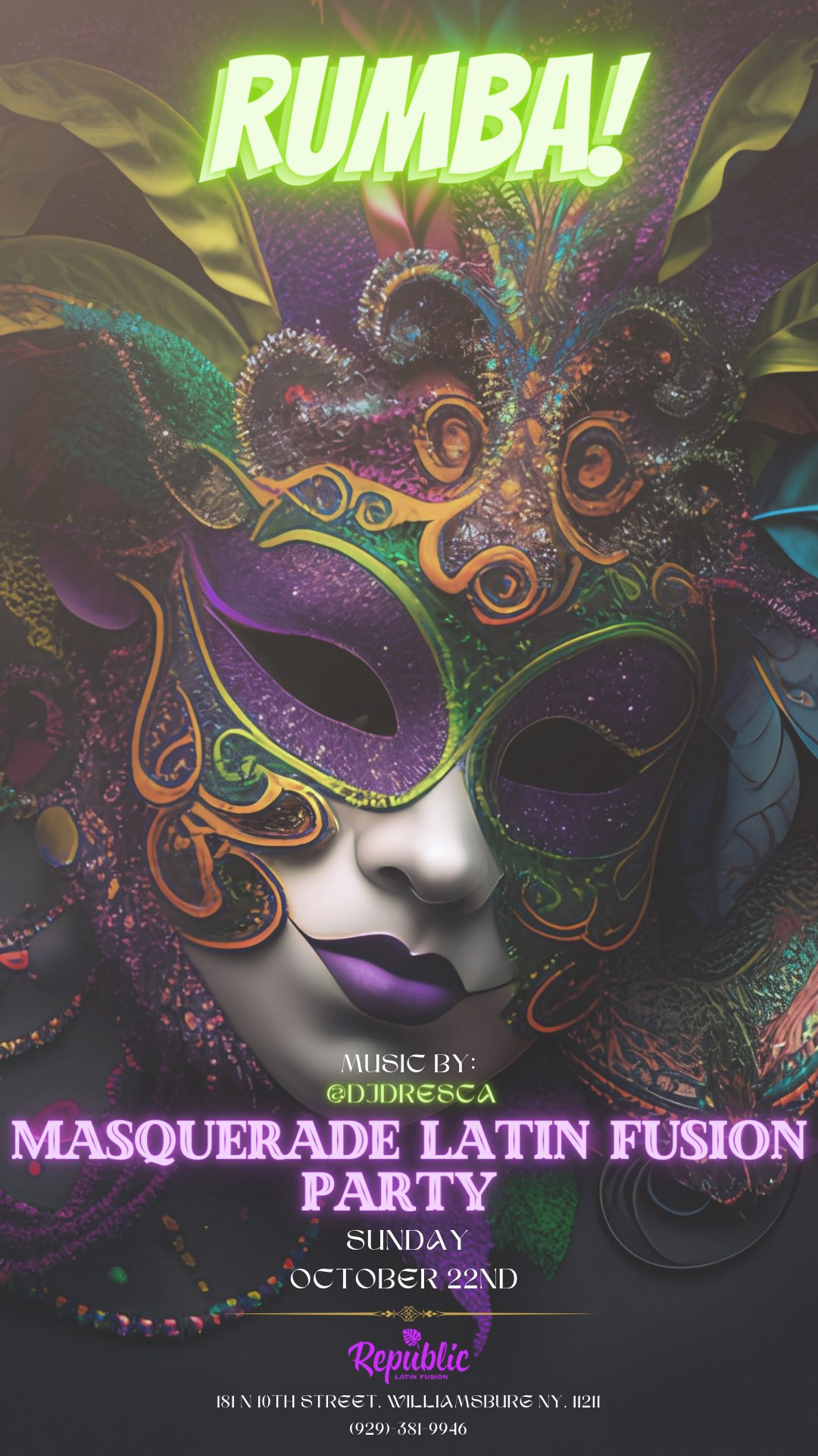 RUMBA MASQUERADE LATIN FUSION flyer