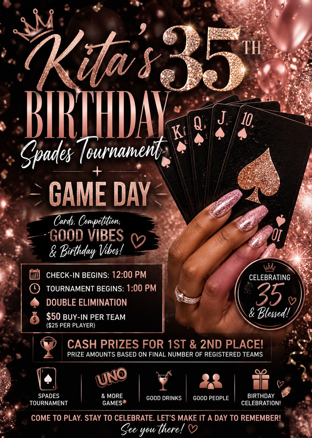 ♠️ Kita’s 35th: Birthday Spades Tournament + Game Day/Night ♠️
